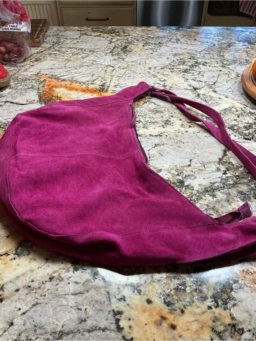 Anthropologie Suede Shoulder Bag in Magenta
